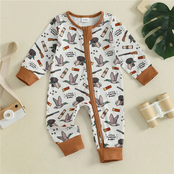 Cozy Elk Print Baby Romper
